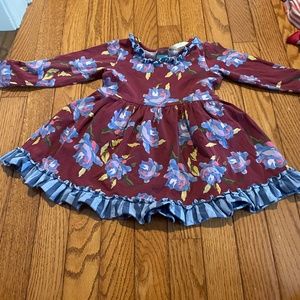 Matilda, Jane, maroon floral dress, 12 month old